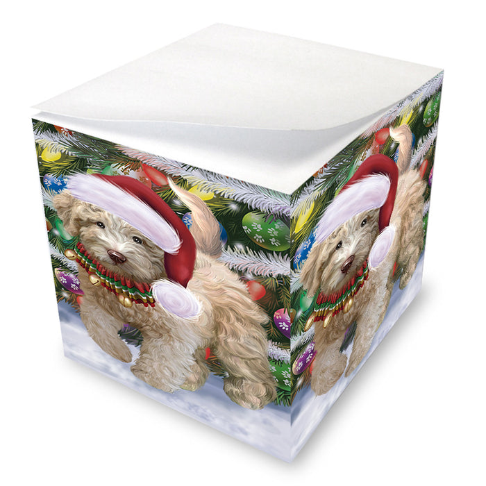Chistmas Trotting in the Snow Spanish Water Dog Note Cube NOC-DOTD-A57718