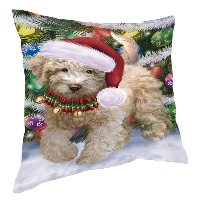 Chistmas Trotting in the Snow Spanish Water Dog Pillow with Top Quality High-Resolution Images - Ultra Soft Pet Pillows for Sleeping - Reversible & Comfort - Ideal Gift for Dog Lover - Cushion for Sofa Couch Bed - 100% Polyester, PILA93904