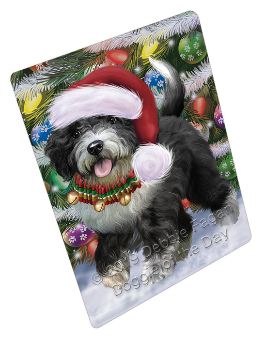Chistmas Trotting in the Snow Spanish Water Dog Cutting Board - For Kitchen - Scratch & Stain Resistant - Designed To Stay In Place - Easy To Clean By Hand - Perfect for Chopping Meats, Vegetables, CA84008