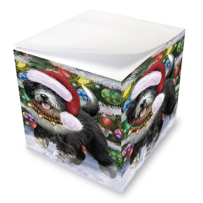 Chistmas Trotting in the Snow Spanish Water Dog Note Cube NOC-DOTD-A57719