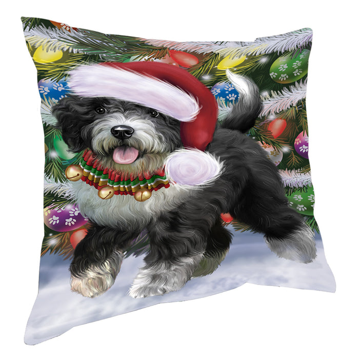 Chistmas Trotting in the Snow Spanish Water Dog Pillow with Top Quality High-Resolution Images - Ultra Soft Pet Pillows for Sleeping - Reversible & Comfort - Ideal Gift for Dog Lover - Cushion for Sofa Couch Bed - 100% Polyester, PILA93907