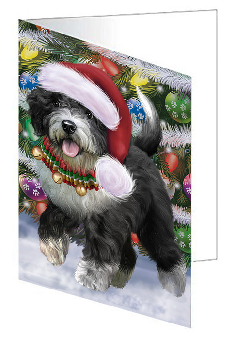 Chistmas Trotting in the Snow Spanish Water Dog Handmade Artwork Assorted Pets Greeting Cards and Note Cards with Envelopes for All Occasions and Holiday Seasons