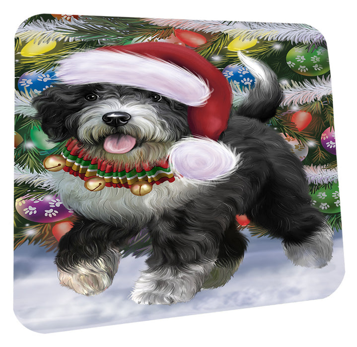 Chistmas Trotting in the Snow Spanish Water Dog Coasters Set of 4 CSTA58680