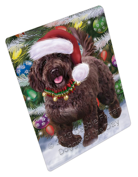 Chistmas Trotting in the Snow Spanish Water Dog Cutting Board - For Kitchen - Scratch & Stain Resistant - Designed To Stay In Place - Easy To Clean By Hand - Perfect for Chopping Meats, Vegetables, CA84012