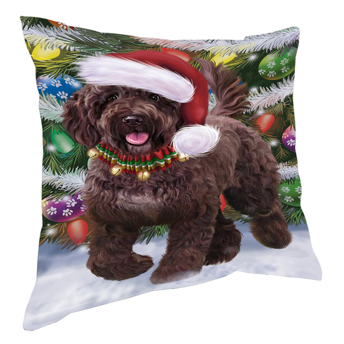 Chistmas Trotting in the Snow Spanish Water Dog Pillow with Top Quality High-Resolution Images - Ultra Soft Pet Pillows for Sleeping - Reversible & Comfort - Ideal Gift for Dog Lover - Cushion for Sofa Couch Bed - 100% Polyester, PILA93913