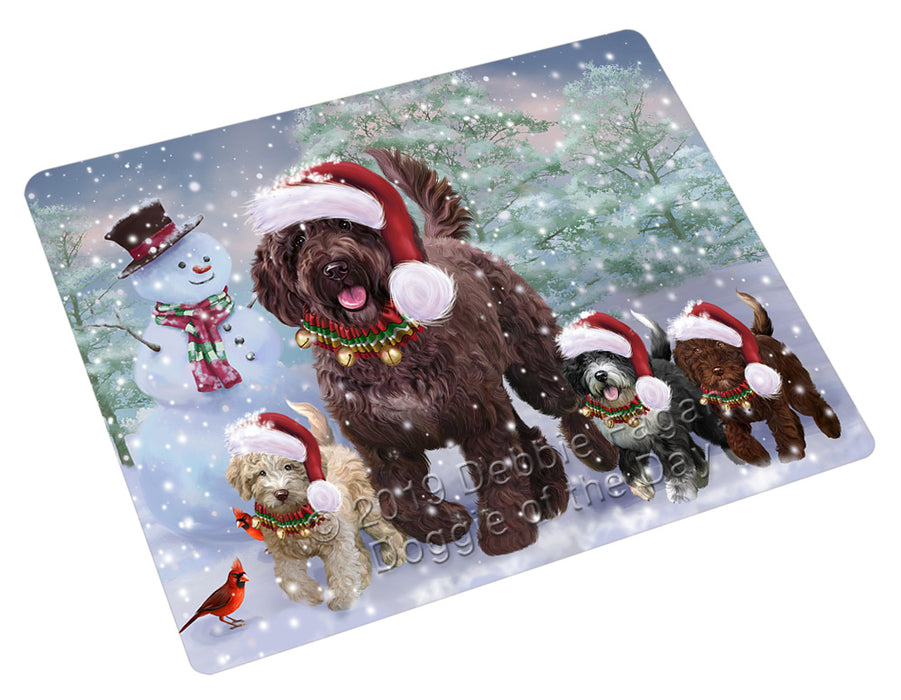 Christmas Running Family Spanish Water Dogs Cutting Board - For Kitchen - Scratch & Stain Resistant - Designed To Stay In Place - Easy To Clean By Hand - Perfect for Chopping Meats, Vegetables