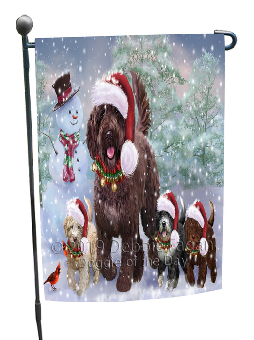 Christmas Running Family Spanish Water Dogs Garden Flags Outdoor Decor for Homes and Gardens Double Sided Garden Yard Spring Decorative Vertical Home Flags Garden Porch Lawn Flag for Decorations