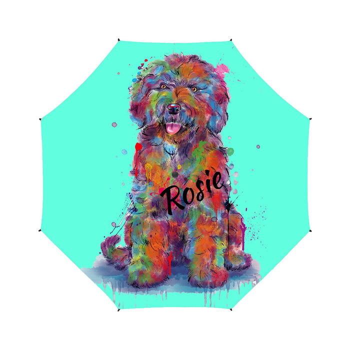 Custom Pet Name Personalized Watercolor Spanish Water DogSemi-Automatic Foldable Umbrella