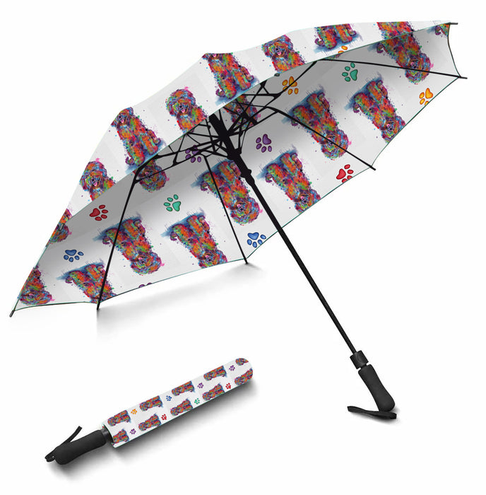 Watercolor Mini Spanish Water DogsSemi-Automatic Foldable Umbrella