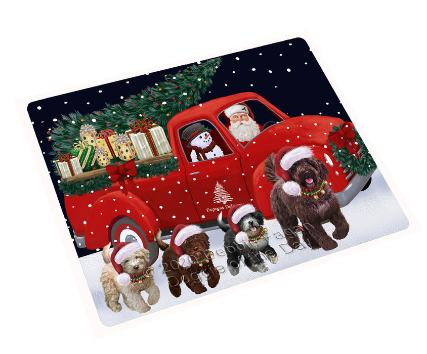Christmas Express Delivery Red Truck Running Spanish Water Dogs Cutting Board - Easy Grip Non-Slip Dishwasher Safe Chopping Board Vegetables C77896