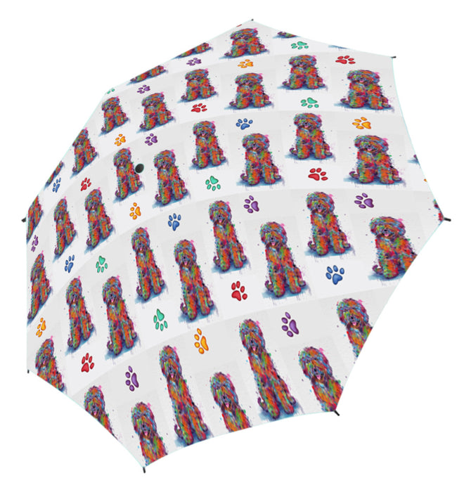 Watercolor Mini Spanish Water DogsSemi-Automatic Foldable Umbrella