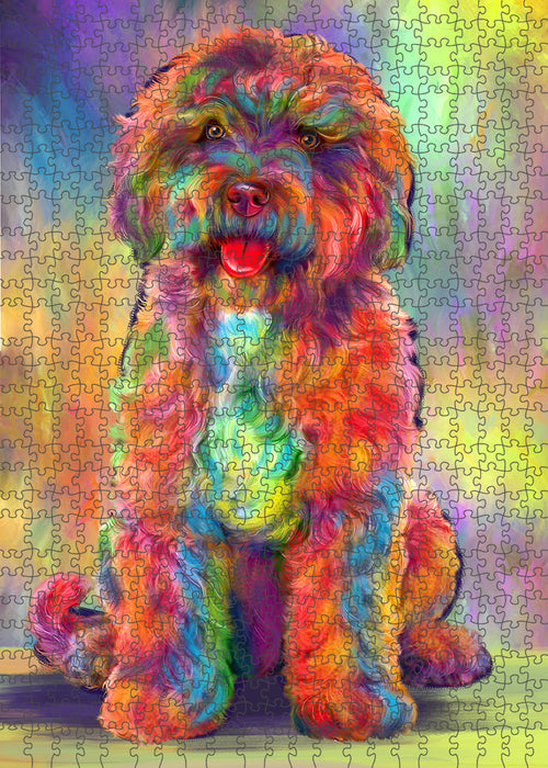 Paradise Wave Spanish Water Dog Portrait Jigsaw Puzzle for Adults Animal Interlocking Puzzle Game Unique Gift for Dog Lover's with Metal Tin Box