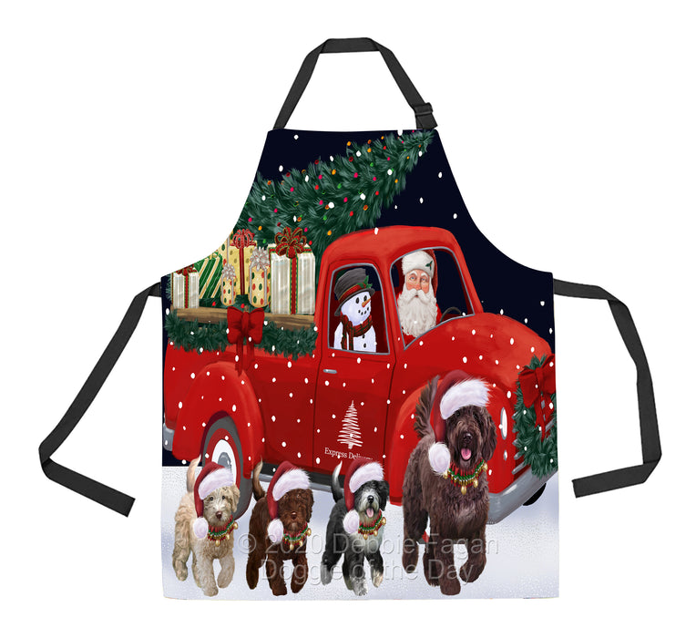 Christmas Express Delivery Red Truck Running Spanish Water Dogs Apron Apron-48157
