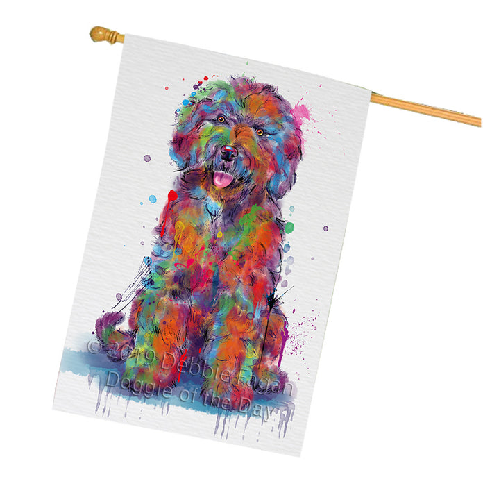 Watercolor Spanish Water Dog House Flag FLG66435
