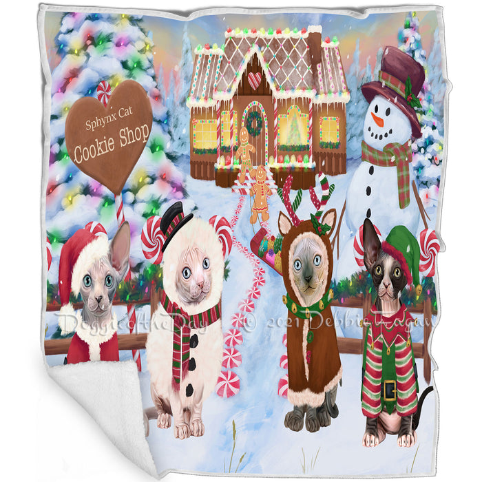 Holiday Gingerbread Cookie Shop Sphynx Cats Blanket BLNKT129045