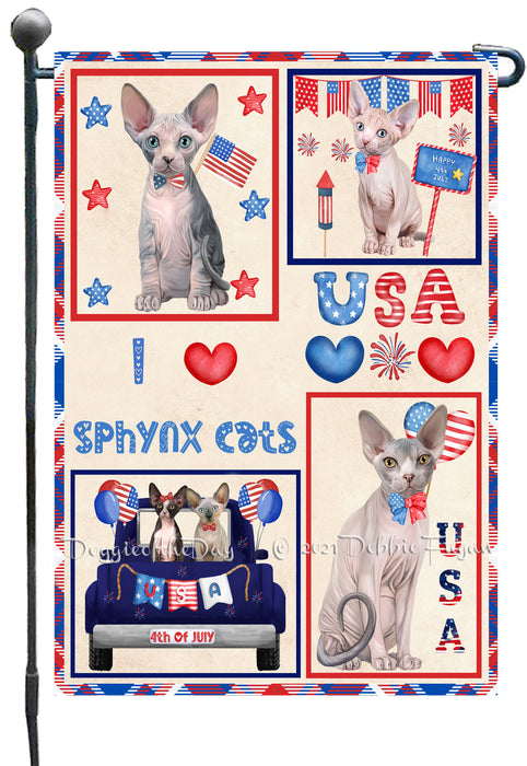 4th of July Independence Day I Love USA Sphynx Cats Garden Flag GFLG66945