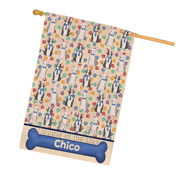 Rainbow Paw Print Sphynx Cats House Flag FLG65389