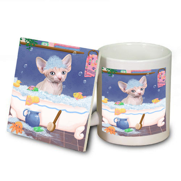 Rub A Dub Dog In A Tub Sphynx Cat Mug and Coaster Set MUC57452