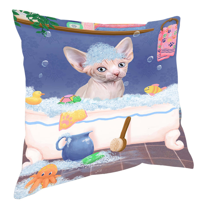 Rub A Dub Dog In A Tub Sphynx Cat Pillow with Top Quality High-Resolution Images - Ultra Soft Pet Pillows for Sleeping - Reversible & Comfort - Ideal Gift for Dog Lover - Cushion for Sofa Couch Bed - 100% Polyester, PILA90835