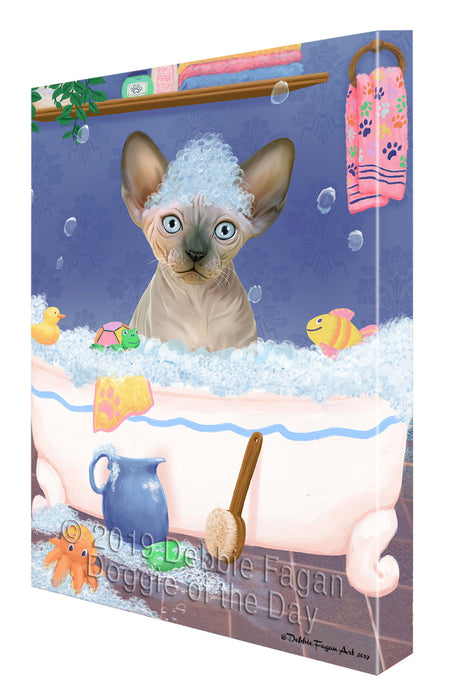 Rub A Dub Dog In A Tub Sphynx Cat Canvas Print Wall Art Décor CVS143666