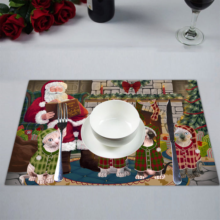 Christmas Cozy Holiday Fire Tails Sphynx Cats Placemat