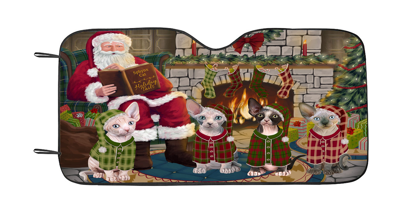 Christmas Cozy Holiday Fire Tails Sphynx Cats Car Sun Shade