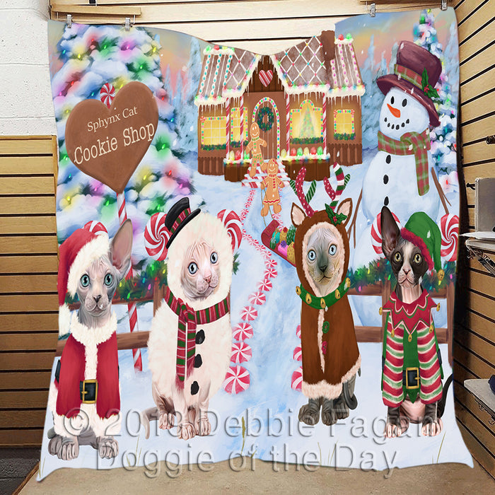 Holiday Gingerbread Cookie Sphynx Cats Quilt