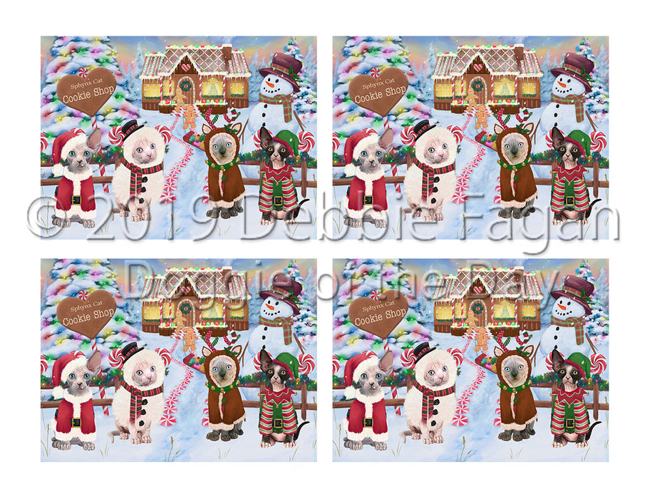 Holiday Gingerbread Cookie Sphynx Cats Placemat