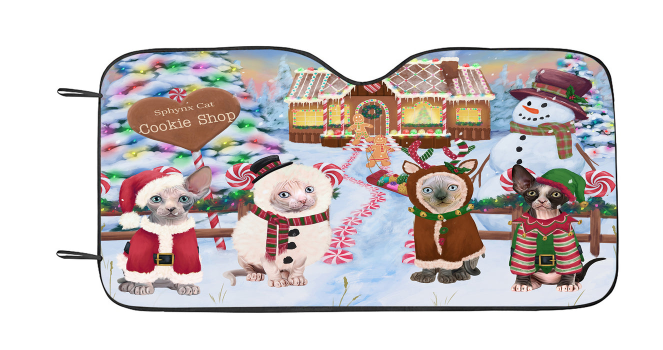 Holiday Gingerbread Cookie Sphynx Cats Car Sun Shade