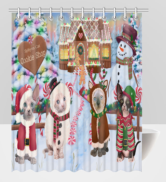 Holiday Gingerbread Cookie Sphynx Cats Shower Curtain