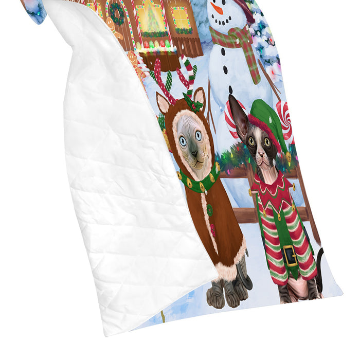 Holiday Gingerbread Cookie Sphynx Cats Quilt
