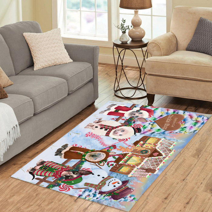Holiday Gingerbread Cookie Sphynx Cats Area Rug