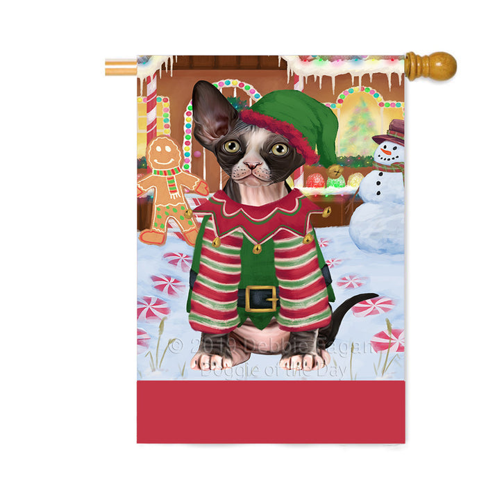 Personalized Gingerbread Candyfest Sphynx Cat Custom House Flag FLG63977