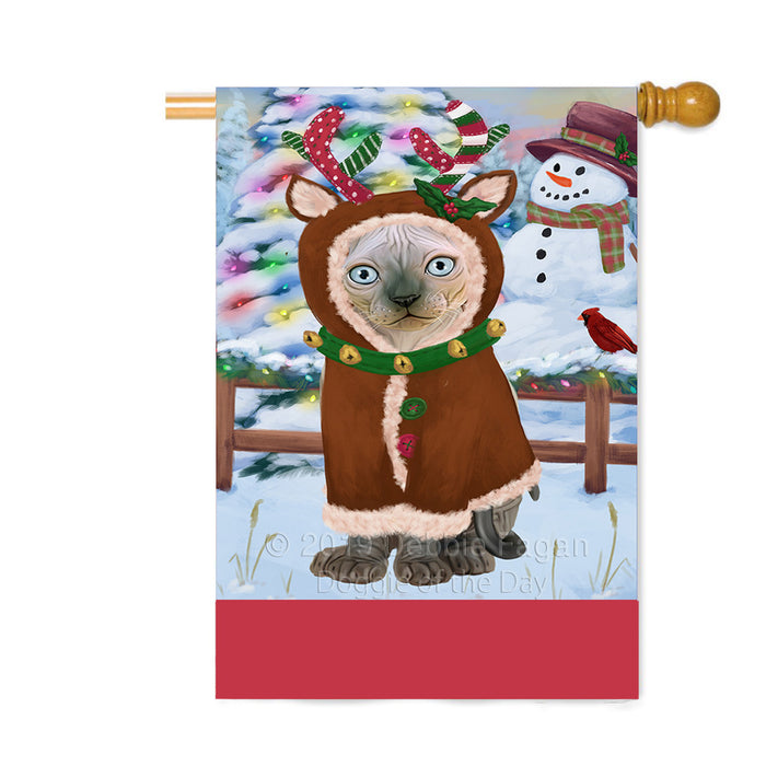 Personalized Gingerbread Candyfest Sphynx Cat Custom House Flag FLG63978