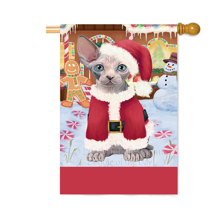 Personalized Gingerbread Candyfest Sphynx Cat Custom House Flag FLG63979