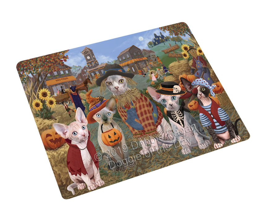 Halloween 'Round Town Sphynx Cats Cutting Board - For Kitchen - Scratch & Stain Resistant - Designed To Stay In Place - Easy To Clean By Hand - Perfect for Chopping Meats, Vegetables