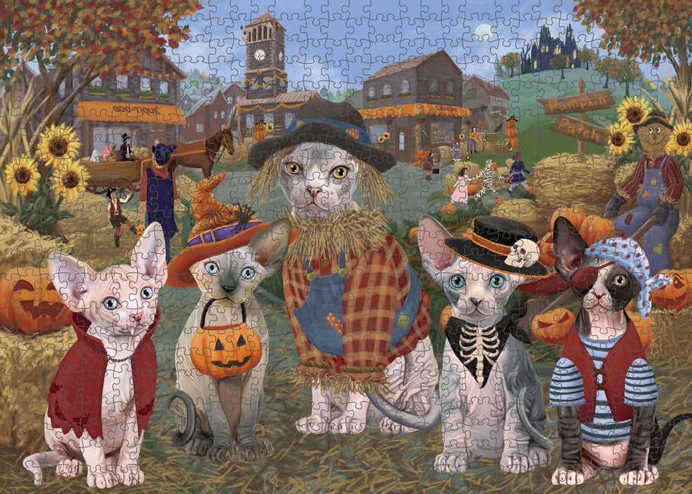 Halloween 'Round Town Sphynx Cats Puzzle with Photo Tin PUZL98800