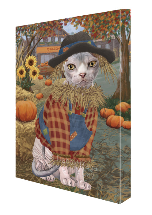 Fall Pumpkin Scarecrow Sphynx Cats Canvas Print Wall Art Décor CVS144584