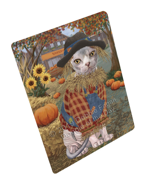 Fall Pumpkin Scarecrow Sphynx Cats Cutting Board - For Kitchen - Scratch & Stain Resistant - Designed To Stay In Place - Easy To Clean By Hand - Perfect for Chopping Meats, Vegetables
