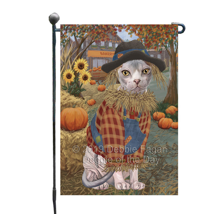Fall Pumpkin Scarecrow Sphynx Cats Garden Flag GFLG65813