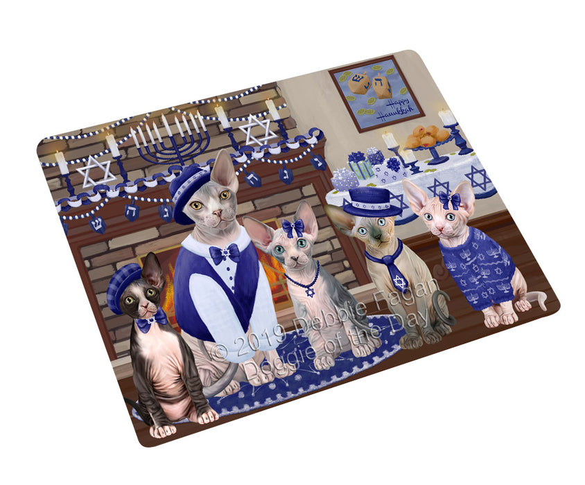Happy Hanukkah Family Sphynx Cats Cutting Board - For Kitchen - Scratch & Stain Resistant - Designed To Stay In Place - Easy To Clean By Hand - Perfect for Chopping Meats, Vegetables