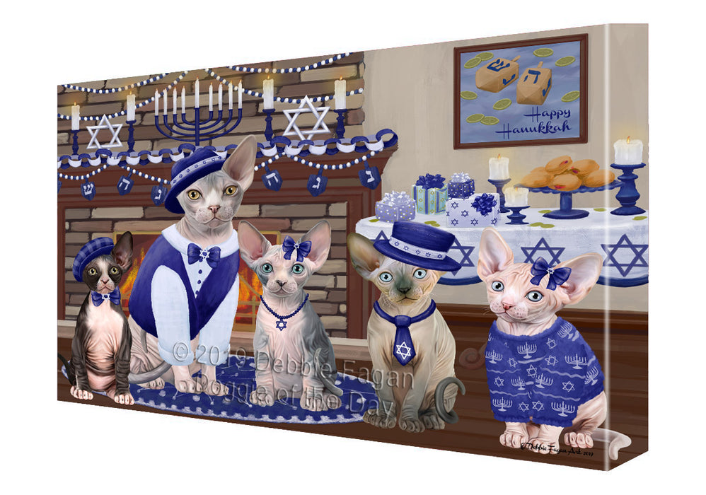 Happy Hanukkah Family Sphynx Cats Canvas Print Wall Art Décor CVS144305