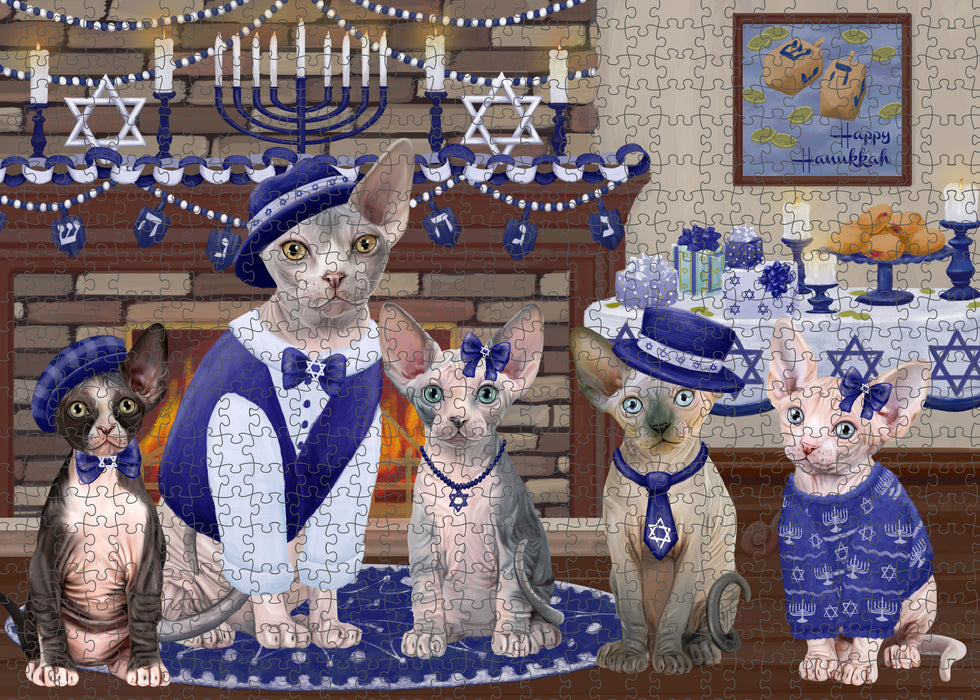 Happy Hanukkah Family Sphynx Cats Puzzle with Photo Tin PUZL98920