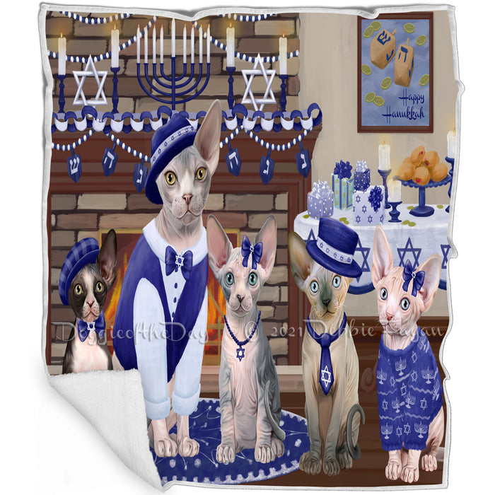 Happy Hanukkah Sphynx Cats Blanket BLNKT144057