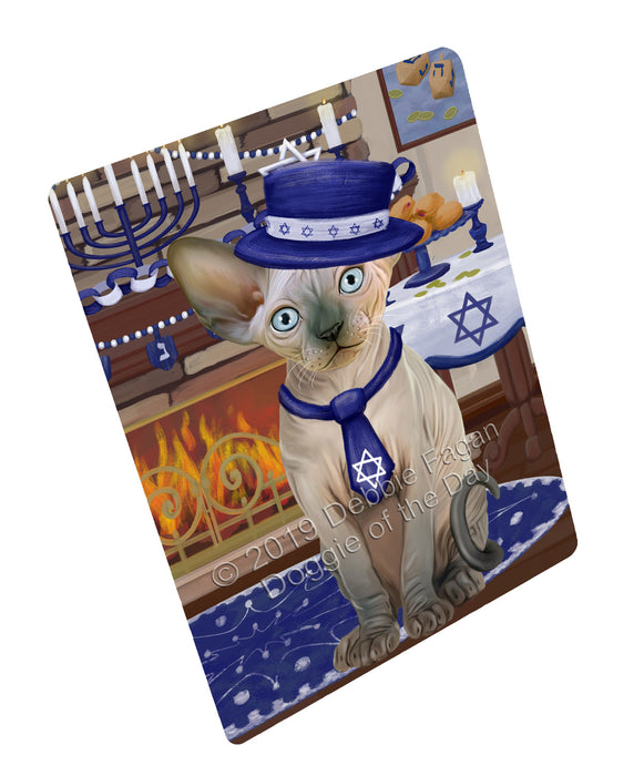 Happy Hanukkah Sphynx Cat Cutting Board - For Kitchen - Scratch & Stain Resistant - Designed To Stay In Place - Easy To Clean By Hand - Perfect for Chopping Meats, Vegetables