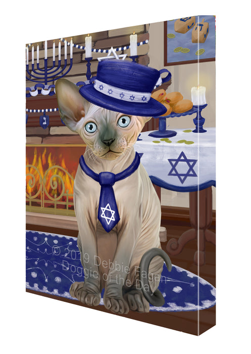 Happy Hanukkah Sphynx Cat Canvas Print Wall Art Décor CVS144854