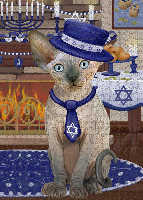 Happy Hanukkah Sphynx Cat Puzzle with Photo Tin PUZ99164