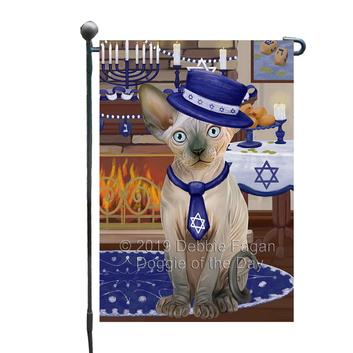 Happy Hanukkah Sphynx Cat Garden Flag GFLG65843