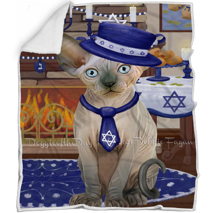Happy Hanukkah Sphynx Cat Blanket BLNKT144056