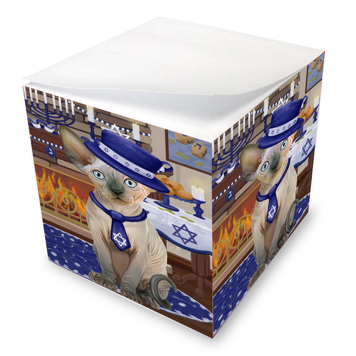 Happy Hanukkah Family Sphynx Cats Note Cube NOC-DOTD-A57657